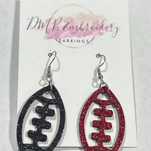 Earrings (Red & Black Glitter Football)