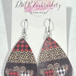 Earrings (Plaid Cheetah Hearts)