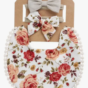 Bib Set (Red Floral)